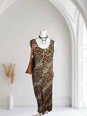 LuLaRoe Leopard Print Sleeveless Wide Leg Jumpsuit